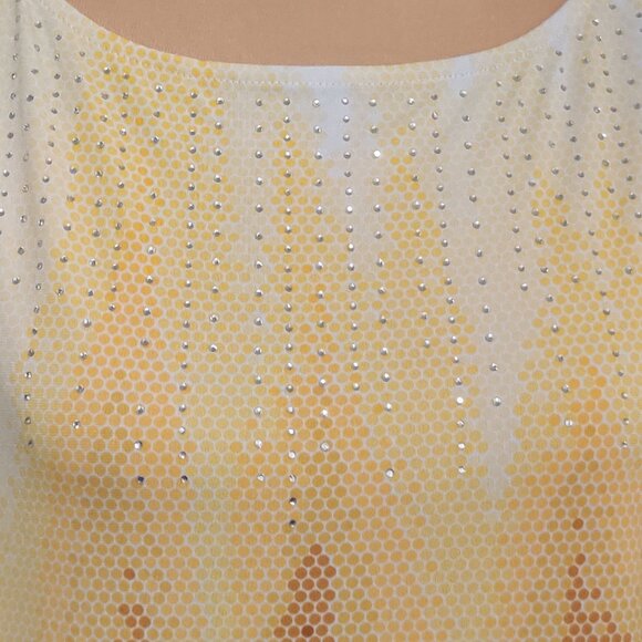 JM Collection Womens Blouse Rhinestone Grommet Embellished Gradient Top Size M - Picture 4 of 8